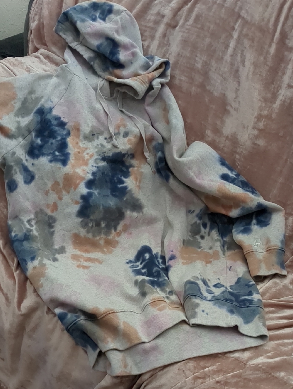 PINK Victoria's Secret Tie-Dye Hoodie in Blue, Peach, Gray